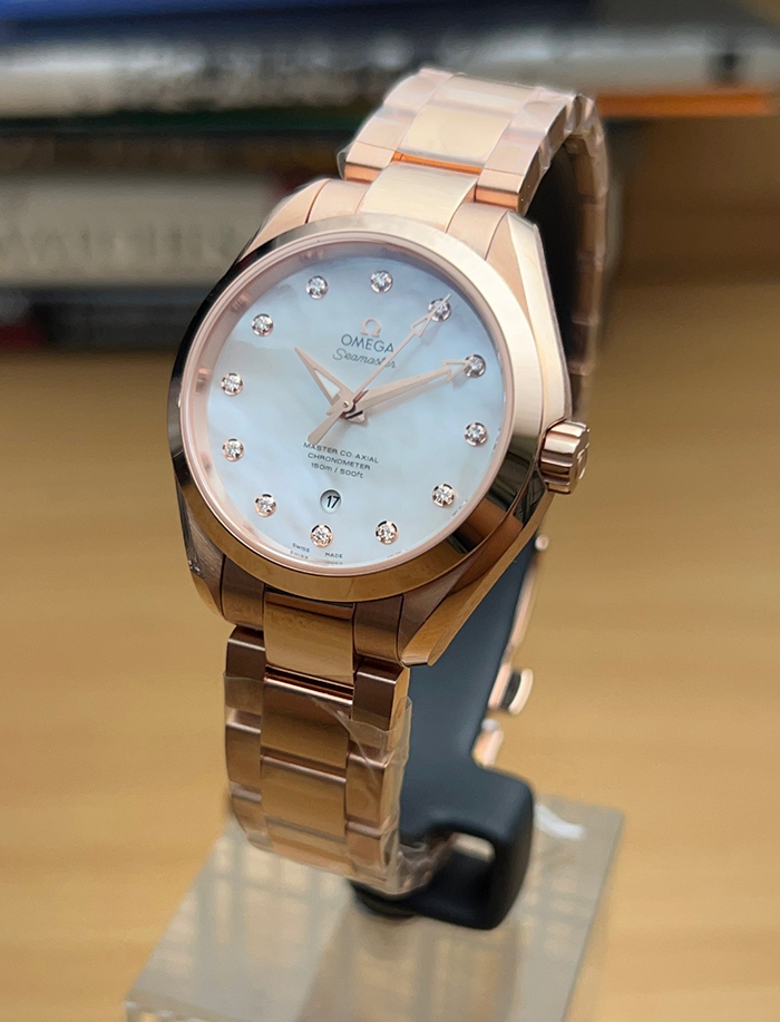 Ladies Omega Seamaster Aqua Terra 18K Rose Gold & Diamond Dial Wristwatch Ref. 231.50.34.20.55.001